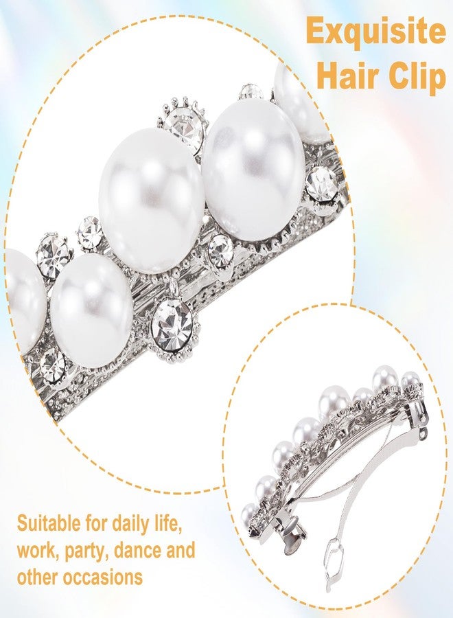OIIKI Pearl Hair Snap Clips for Wedding, Elegant Pearl Barrettes with Pins for Women, Brides, Parties, Daily Use - Silver, Style 1, 1pcs - Image 4